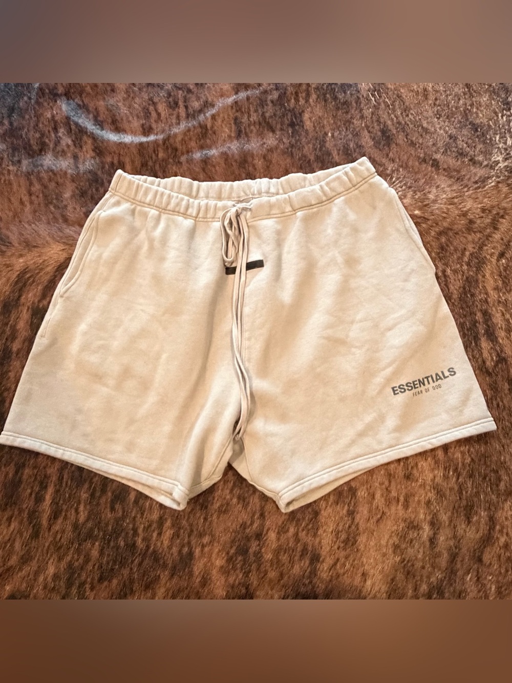 AUTHENTIC Essentials Light Beige Fear Of God Draw Strings Shorts - Mens Size XXL